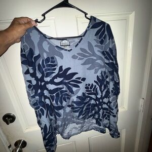Manuhealii Blue and Gray Women's Top